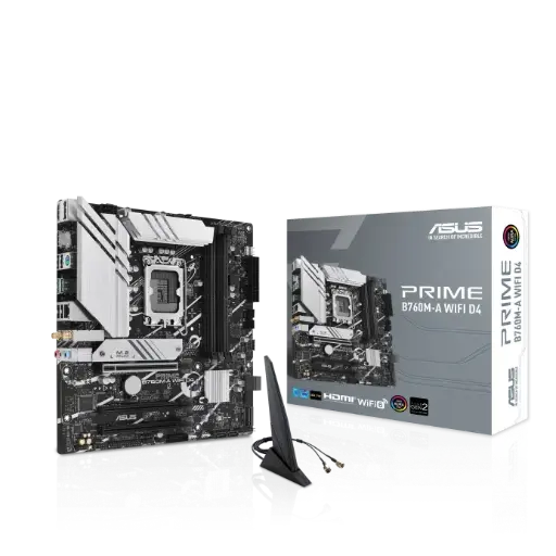 ASUS PRIME B760M-A AX w/ DDR5-7200+(OC), PCIe 4.0, 2x M.2 Slots, 6x SATA Ports, Wi-Fi 6, Bluetooth 5.2, Black